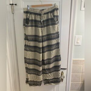 Billowy, wide-legged cotton pants with striped bohemian pattern